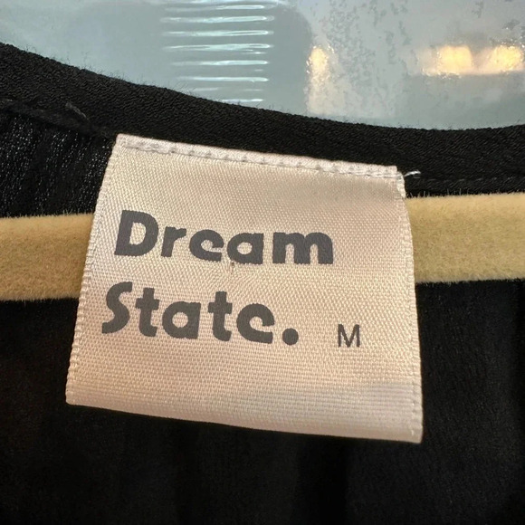 Dream State Black White Boho Embroidered Aztec Southwestern Tasel Blouse Size M - Picture 7 of 10